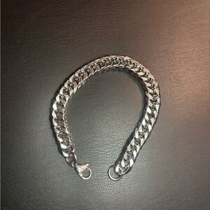 *New*Men's Silver Titanium Chain Bracelet